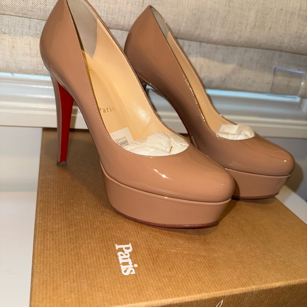 Christian Louboutin Nude Patent Leather Pumps